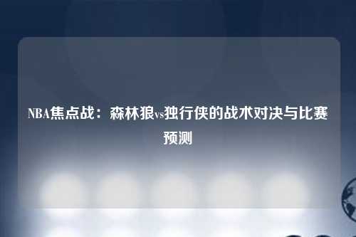 NBA焦点战：森林狼vs独行侠的战术对决与比赛预测
