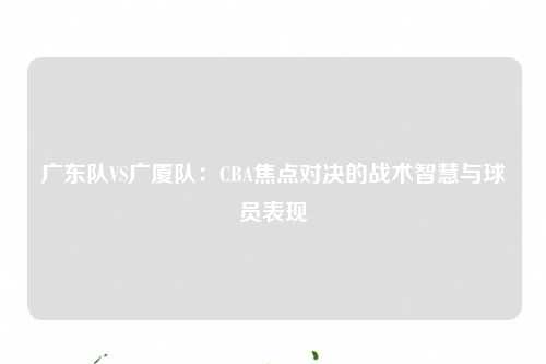 广东队VS广厦队：CBA焦点对决的战术智慧与球员表现